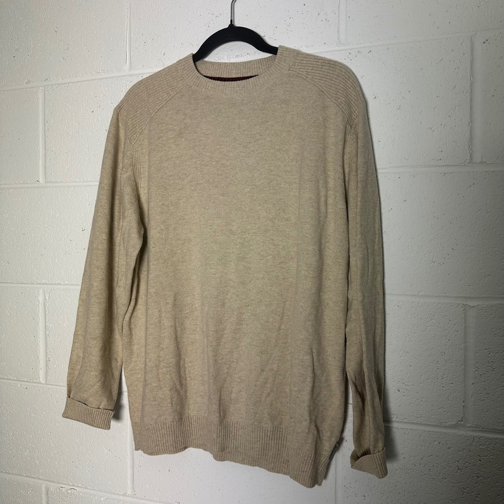 Woolrich Mens Beige Cotton Wool Blend Crewneck Sweater Size L‎ grandpa